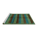 Sideview of Machine Washable Abstract Turquoise Modern Area Rugs, wshabs178turq