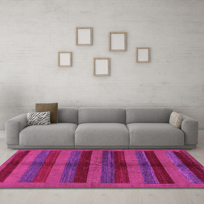 Machine Washable Abstract Pink Modern Rug in a Living Room, wshabs178pnk