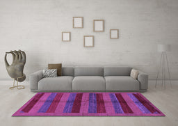 Machine Washable Abstract Purple Modern Area Rugs in a Living Room, wshabs178pur