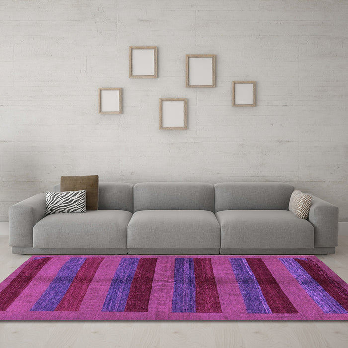 Machine Washable Abstract Purple Modern Area Rugs in a Living Room, wshabs178pur