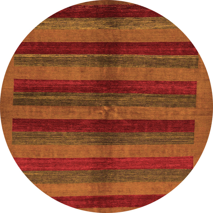 Round Machine Washable Abstract Orange Modern Area Rugs, wshabs178org