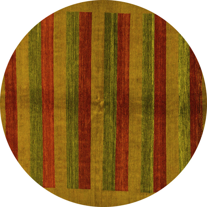 Round Abstract Yellow Modern Rug, abs178yw