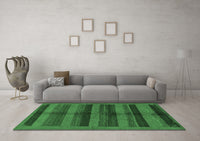 Machine Washable Abstract Emerald Green Modern Rug, wshabs178emgrn