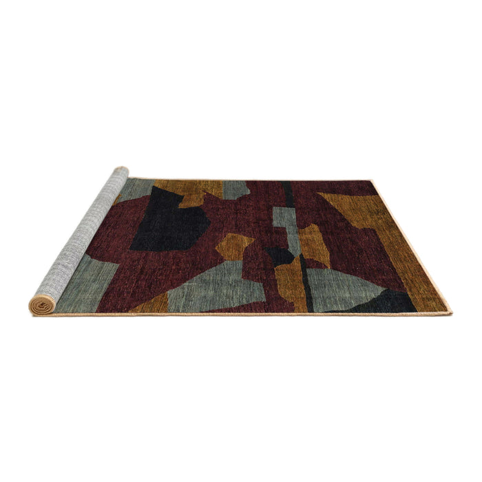 Sideview of Machine Washable Abstract Dark Scarlet Red Rug, wshabs1790