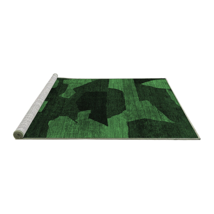 Sideview of Machine Washable Abstract Emerald Green Modern Area Rugs, wshabs1790emgrn