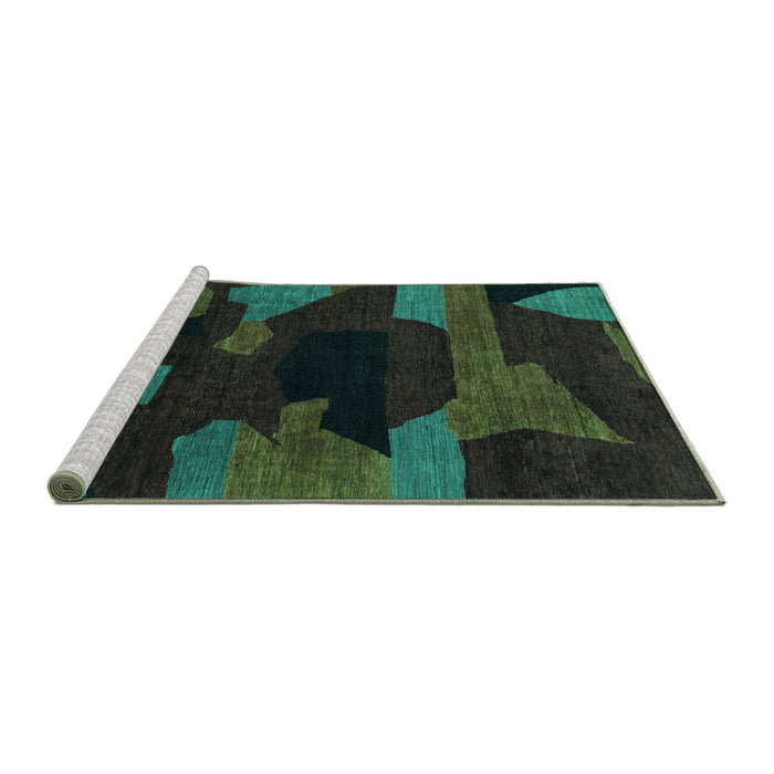 Sideview of Machine Washable Abstract Turquoise Modern Area Rugs, wshabs1790turq