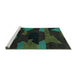 Sideview of Machine Washable Abstract Turquoise Modern Area Rugs, wshabs1790turq