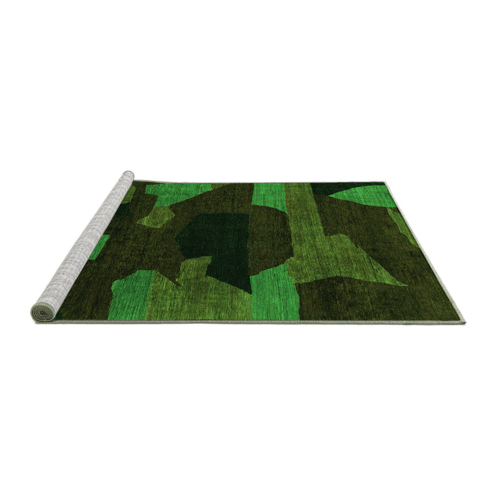 Sideview of Machine Washable Abstract Green Modern Area Rugs, wshabs1790grn