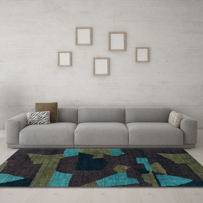 Machine Washable Abstract Light Blue Modern Rug in a Living Room, wshabs1790lblu