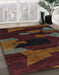 Machine Washable Abstract Dark Scarlet Red Rug in a Family Room, wshabs1790