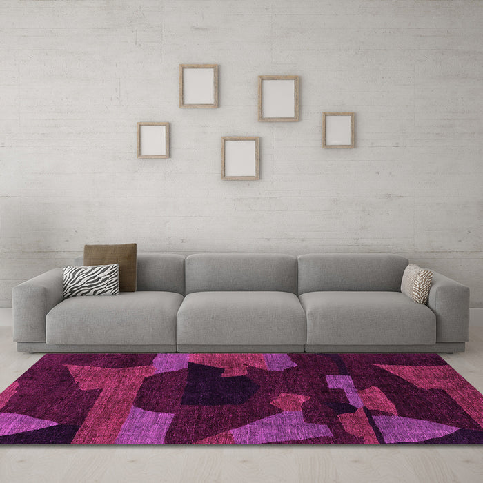 Machine Washable Abstract Pink Modern Rug in a Living Room, wshabs1790pnk