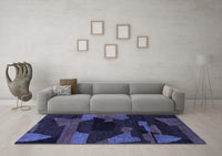 Machine Washable Abstract Blue Modern Rug, wshabs1790blu