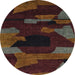 Round Abstract Dark Scarlet Red Modern Rug, abs1790