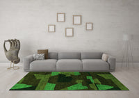 Machine Washable Abstract Green Modern Rug, wshabs1790grn