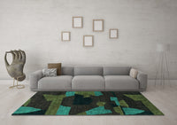 Machine Washable Abstract Turquoise Modern Rug, wshabs1790turq