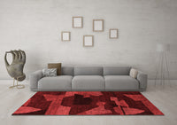 Machine Washable Abstract Red Modern Rug, wshabs1790red