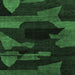 Square Machine Washable Abstract Emerald Green Modern Area Rugs, wshabs1790emgrn