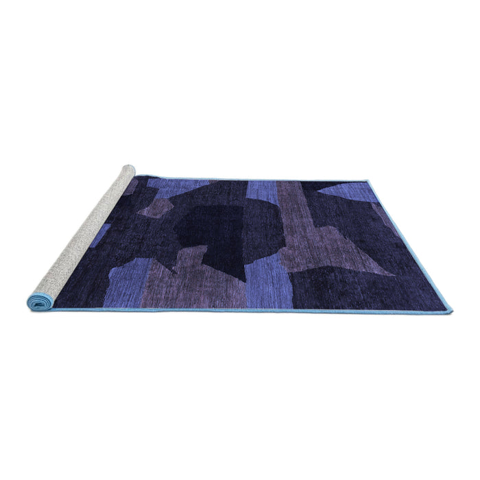 Sideview of Machine Washable Abstract Blue Modern Rug, wshabs1790blu