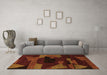 Machine Washable Abstract Orange Modern Area Rugs in a Living Room, wshabs1790org