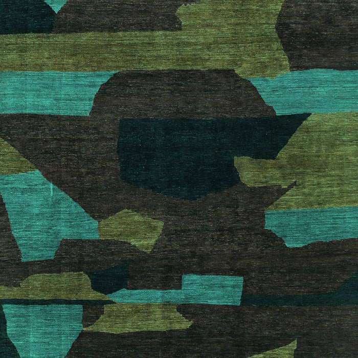 Machine Washable Abstract Turquoise Modern Area Rugs, wshabs1790turq