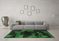 Machine Washable Abstract Emerald Green Modern Rug, wshabs1790emgrn