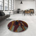 Round Abstract Dark Scarlet Red Modern Rug in a Office, abs1790