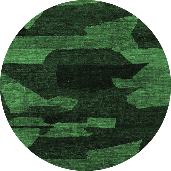 Round Abstract Emerald Green Modern Rug, abs1790emgrn