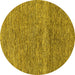 Round Abstract Yellow Modern Rug, abs1791yw