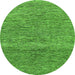 Round Machine Washable Abstract Green Modern Area Rugs, wshabs1791grn