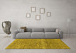 Machine Washable Abstract Yellow Modern Rug in a Living Room, wshabs1791yw