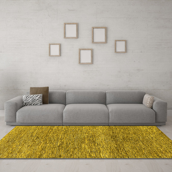 Machine Washable Abstract Yellow Modern Rug in a Living Room, wshabs1791yw
