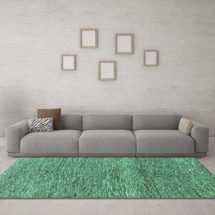 Machine Washable Abstract Turquoise Modern Area Rugs in a Living Room,, wshabs1791turq