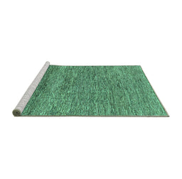 Sideview of Machine Washable Abstract Turquoise Modern Area Rugs, wshabs1791turq