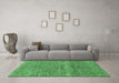 Machine Washable Abstract Emerald Green Modern Area Rugs in a Living Room,, wshabs1791emgrn