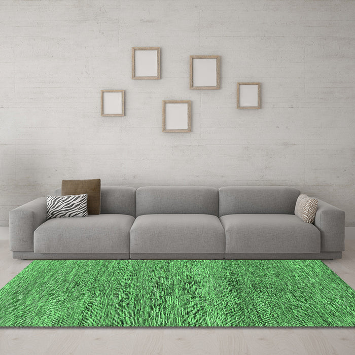 Machine Washable Abstract Emerald Green Modern Area Rugs in a Living Room,, wshabs1791emgrn