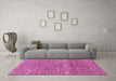 Machine Washable Abstract Pink Modern Rug in a Living Room, wshabs1791pnk