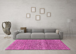 Machine Washable Abstract Pink Modern Rug in a Living Room, wshabs1791pnk