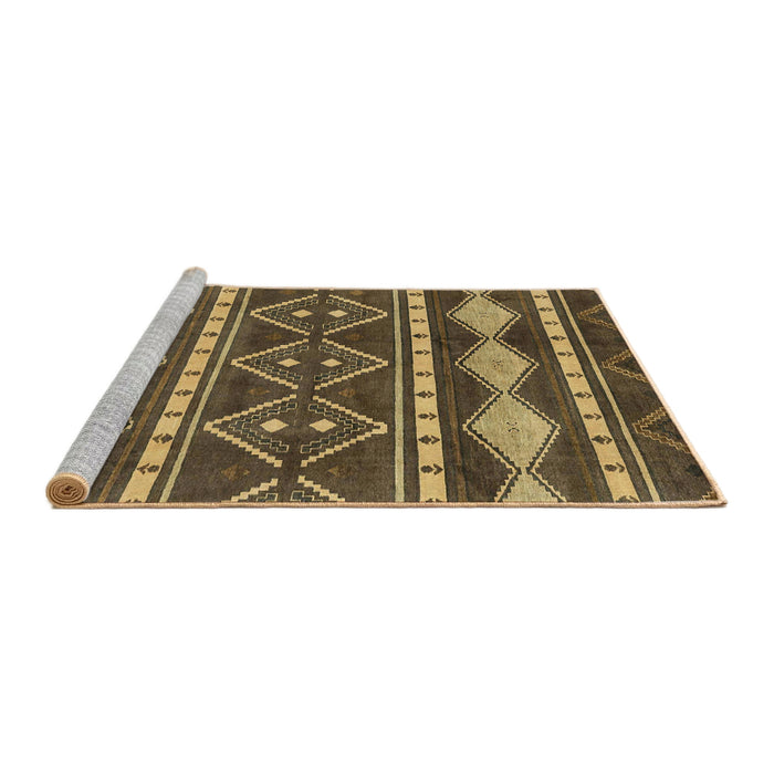 Sideview of Machine Washable Abstract Sepia Brown Rug, wshabs1792