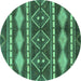 Round Abstract Turquoise Modern Rug, abs1792turq