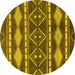 Round Abstract Yellow Modern Rug, abs1792yw