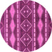 Round Machine Washable Abstract Pink Modern Rug, wshabs1792pnk