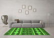 Machine Washable Abstract Green Modern Area Rugs in a Living Room,, wshabs1792grn