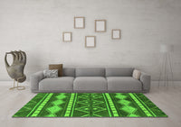 Machine Washable Abstract Green Modern Rug, wshabs1792grn