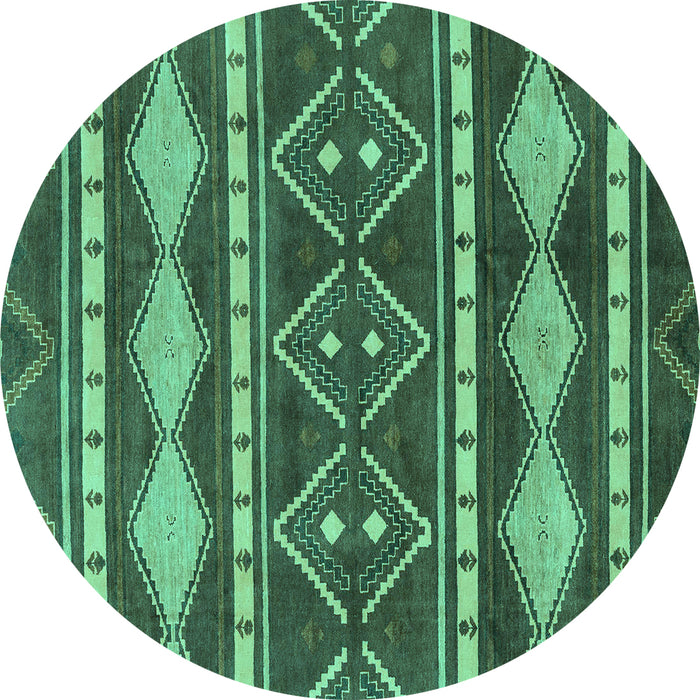 Round Machine Washable Abstract Turquoise Modern Area Rugs, wshabs1792turq
