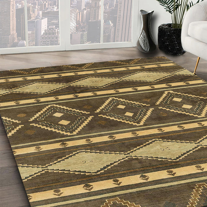 Machine Washable Abstract Sepia Brown Rug in a Family Room, wshabs1792