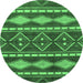 Round Abstract Emerald Green Modern Rug, abs1792emgrn