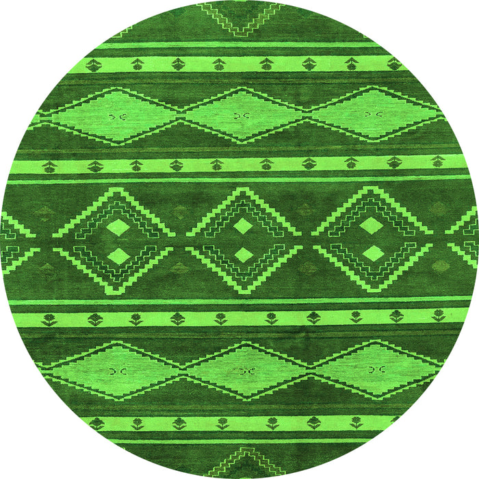 Round Abstract Green Modern Rug, abs1792grn