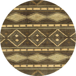 Round Abstract Reddish Brown Modern Rug, abs1792