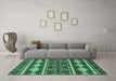 Machine Washable Abstract Turquoise Modern Area Rugs in a Living Room,, wshabs1792turq