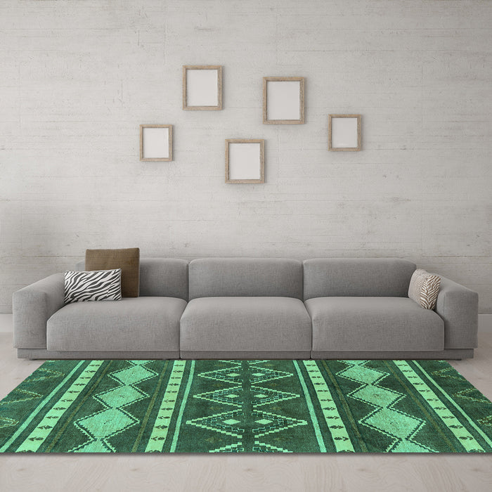 Machine Washable Abstract Turquoise Modern Area Rugs in a Living Room,, wshabs1792turq